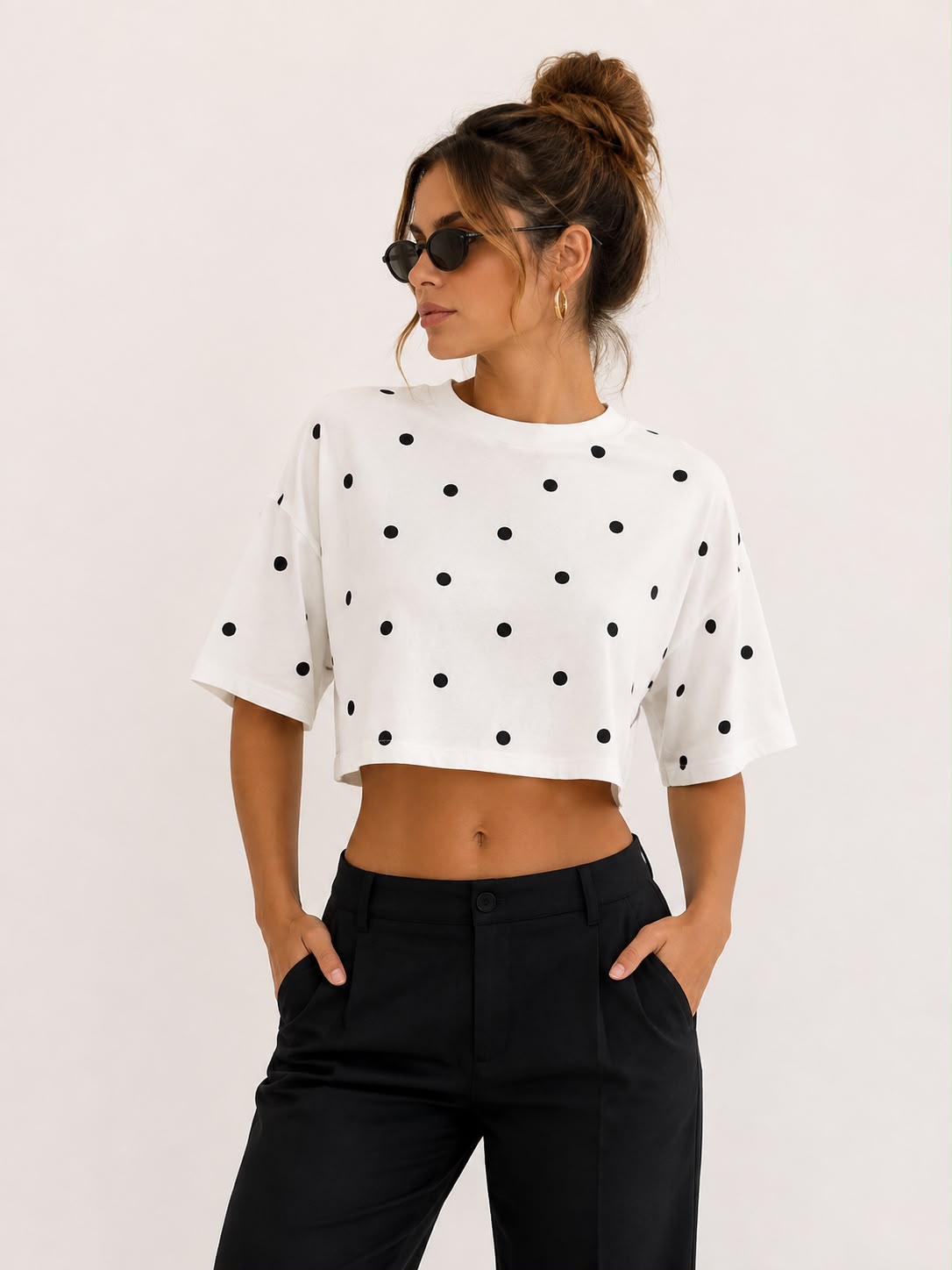 Cropped Poá Preto & Branco