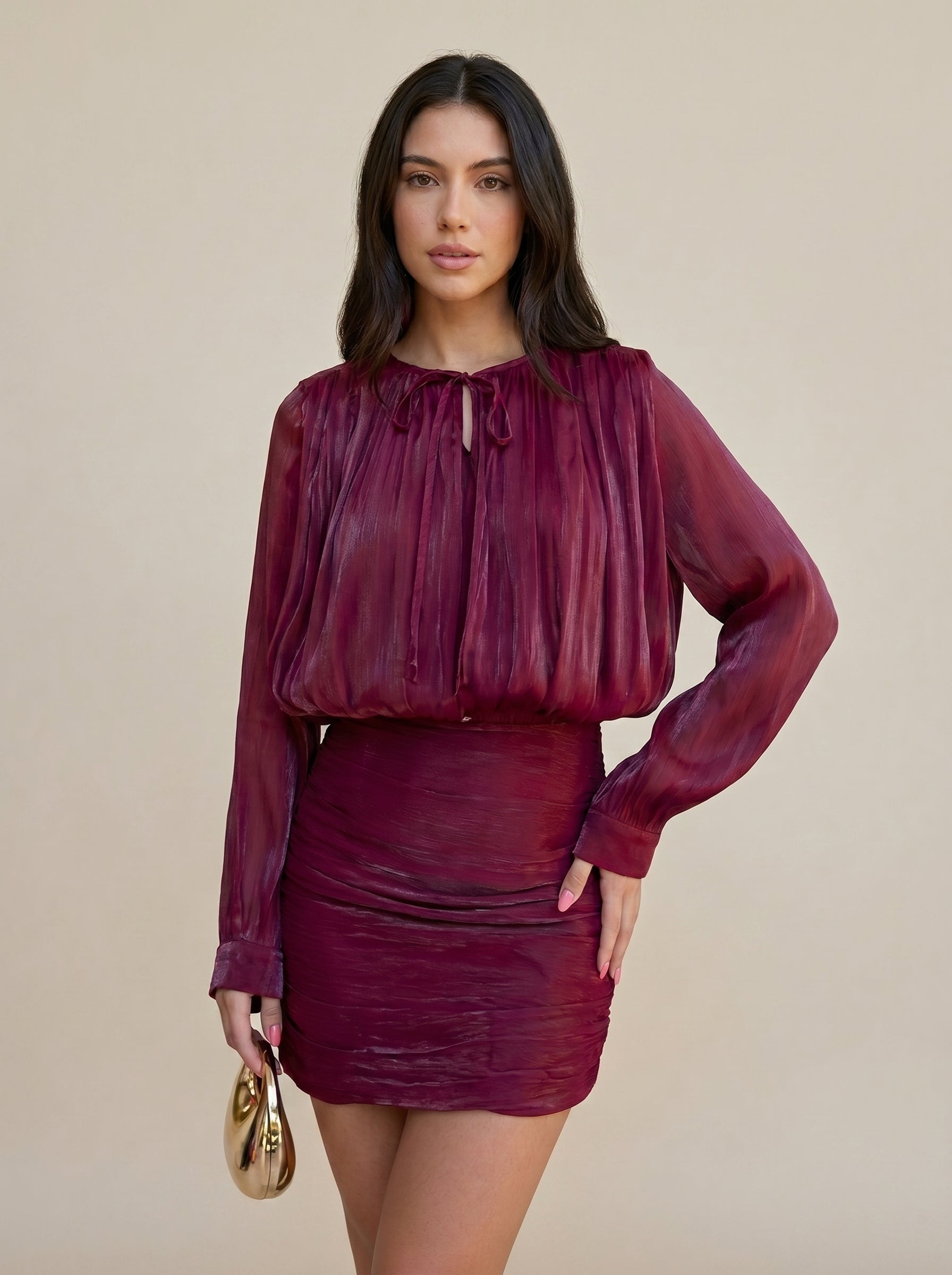 Vestido Curto Plissado